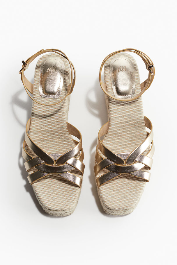 H&M Wedge-heeled Espadrilles Bronze-coloured