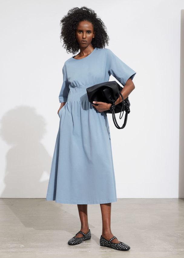 & Other Stories Short-sleeve Midi Dress Blue