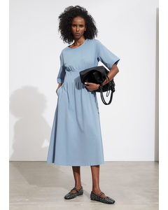 Short-sleeve Midi Dress Blue