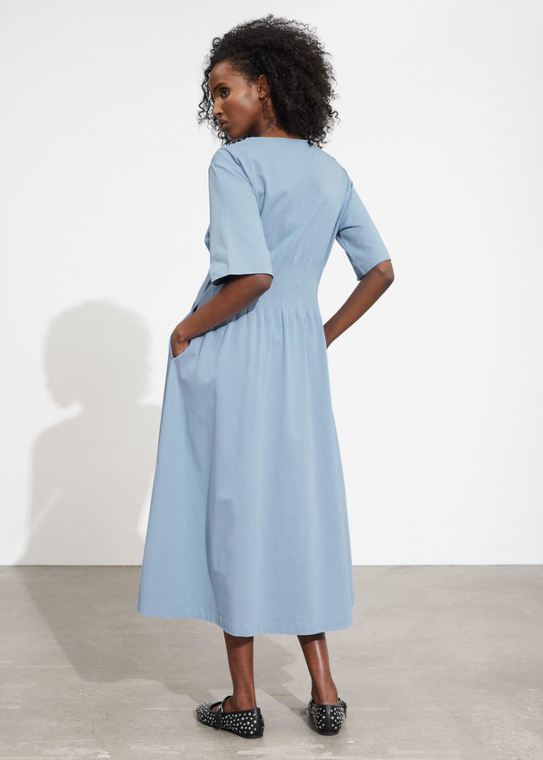 & Other Stories Short-sleeve Midi Dress Blue