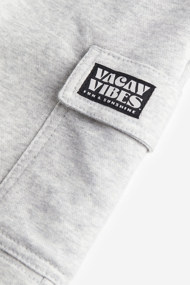 H&M Cargo Sweatshirt Shorts Grey Marl/vacay Vibes