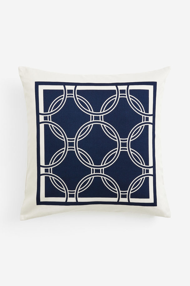 H&M HOME Satin Cushion Cover Navy Blue/patterned