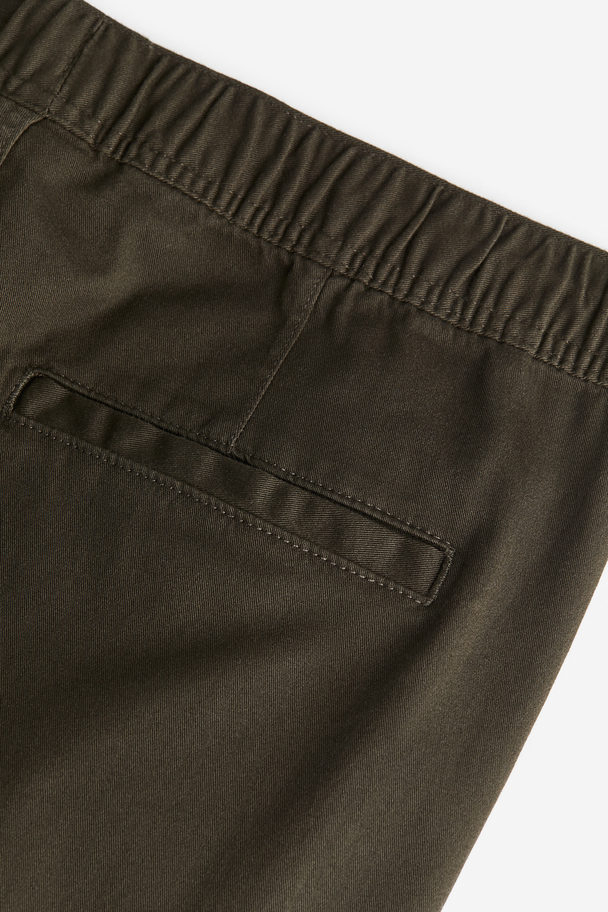 H&M Skinny Fit Cargo Trousers Dark Khaki Green