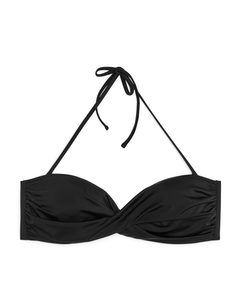 Twist-detail Bandeau Bikini Top Black