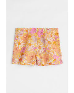 H&M+ Shorts aus Leinenmix Orange/Klein geblümt