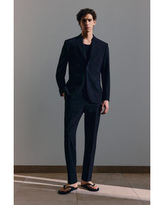Slim Fit Wool-blend Suit Trousers Black
