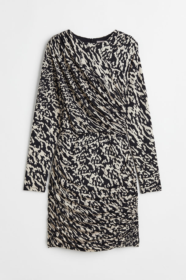 H&M Draped Bodycon Dress Light Beige/patterned