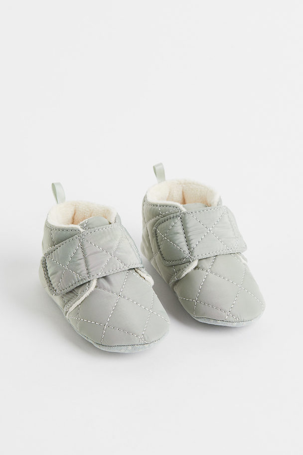 H&M Quilted Slippers Light Green