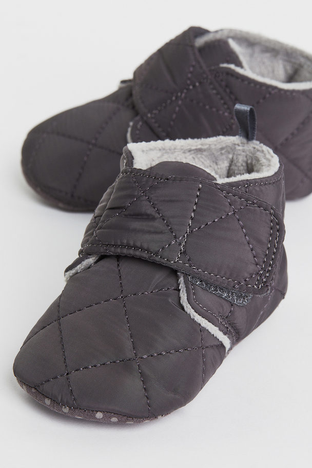 H&M Quilted Slippers Dark Grey