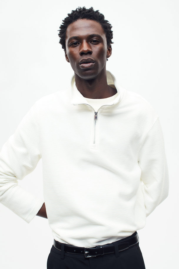 H&M Sweatshirt mit Zipper in Regular Fit Weiß