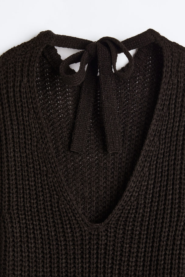 H&M Open-backed Knitted Dress Black