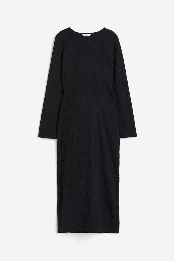 H&M Jerseykleid mit Struktur Schwarz
