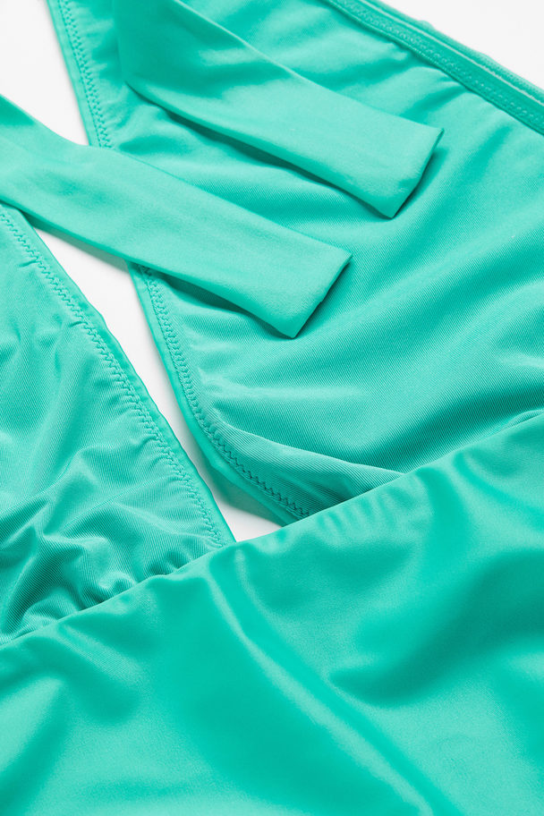 H&M High-leg Halterneck Swimsuit Bright Green