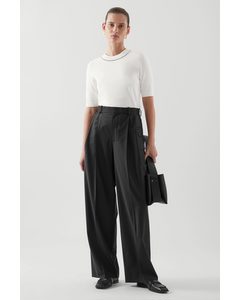Wide-leg Tailored Trousers Black