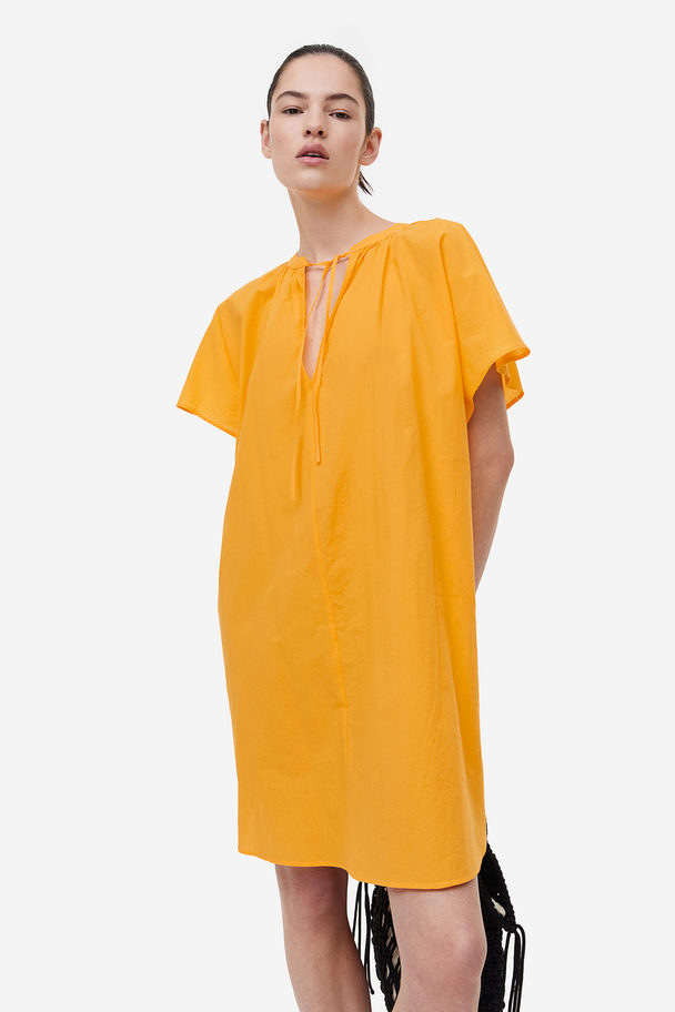 H&M Cotton Tunic Dress Yellow