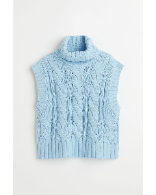 H&M Polo-neck Sweater Vest Light Blue