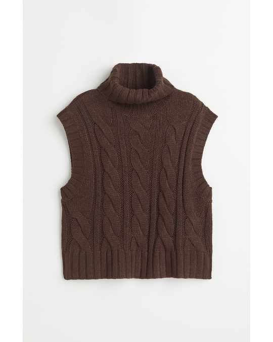 H&M Polo-neck Sweater Vest Brown