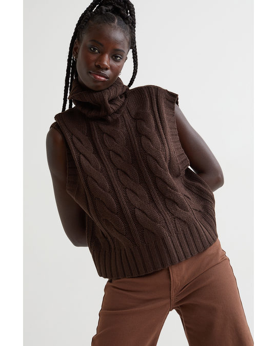 H&M Polo-neck Sweater Vest Brown