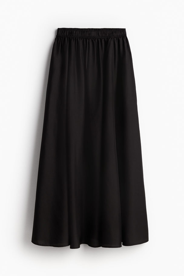 H&M A-line Silk Skirt Black