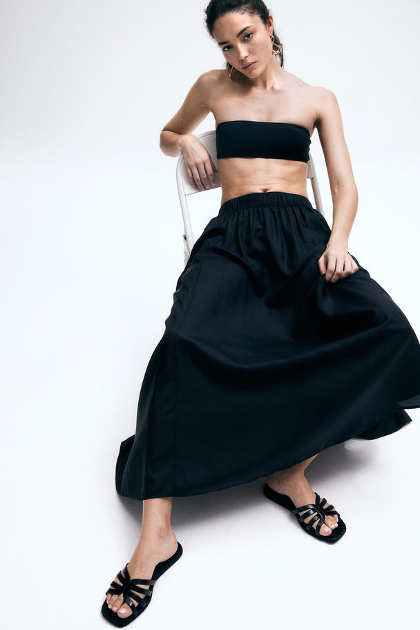 H&M A-line Silk Skirt Black