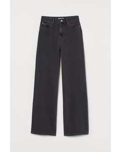 Wide High Jeans Zwart/washed Out