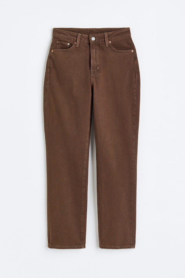 H&M Mom Ultra High Ankle Jeans Donkerbruin