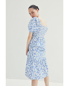 Mama Poplin Nursing Dress White/blue Floral