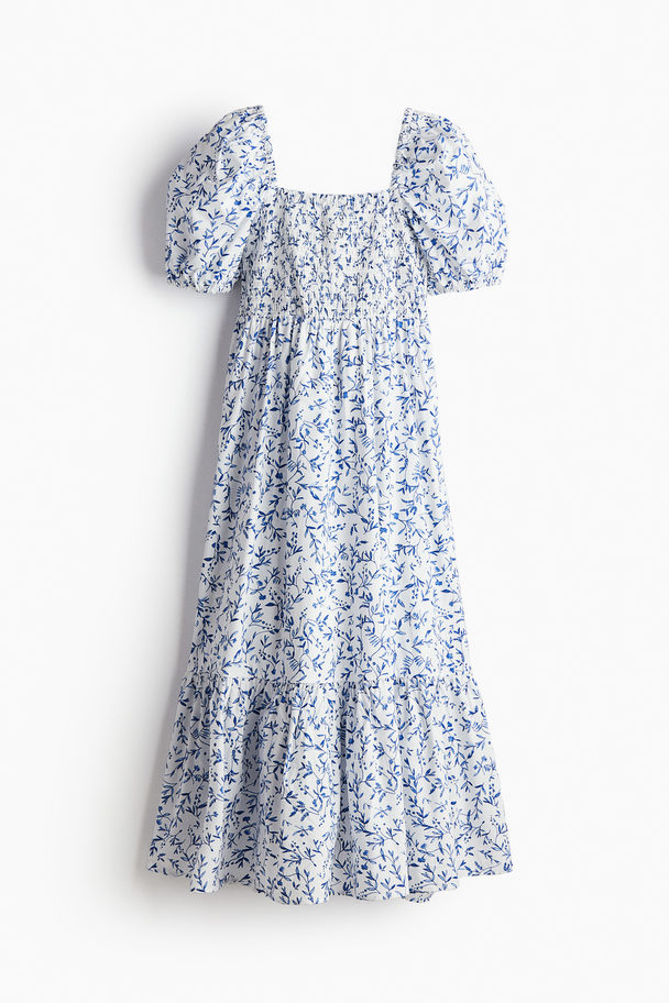 H&M MAMA Stillkleid aus Popeline Weiß/Blau geblümt