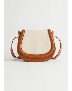Colour-block Saddle Bag Brown/white