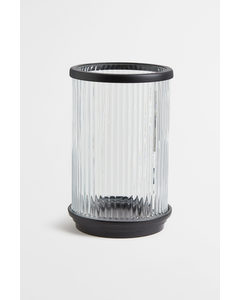 Windlicht aus geriffeltem Klarglas Klarglas/Schwarz