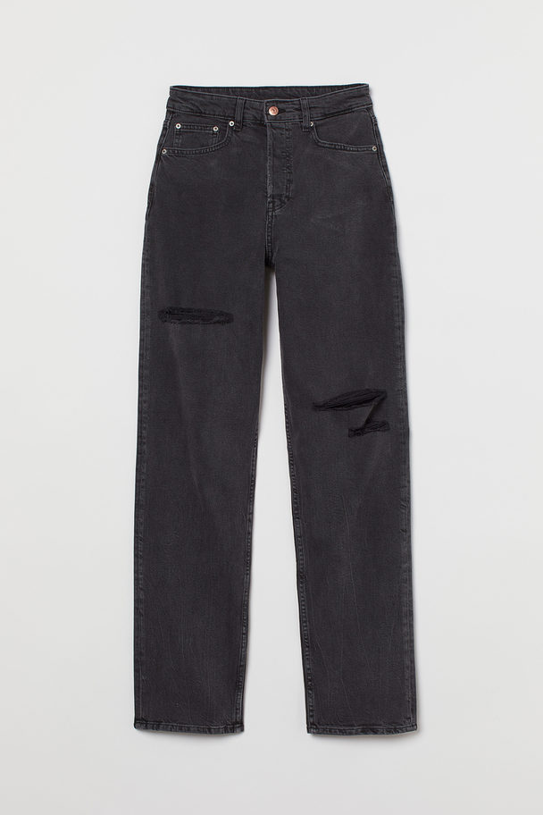 H&M 90s Straight High Jeans Grauschwarz