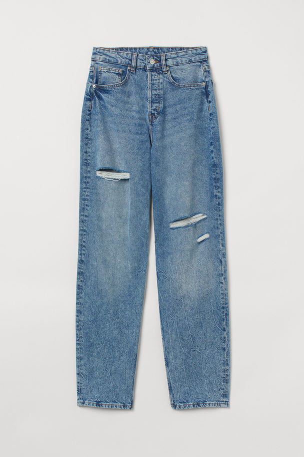 H&M 90s Straight High Jeans Denimblå