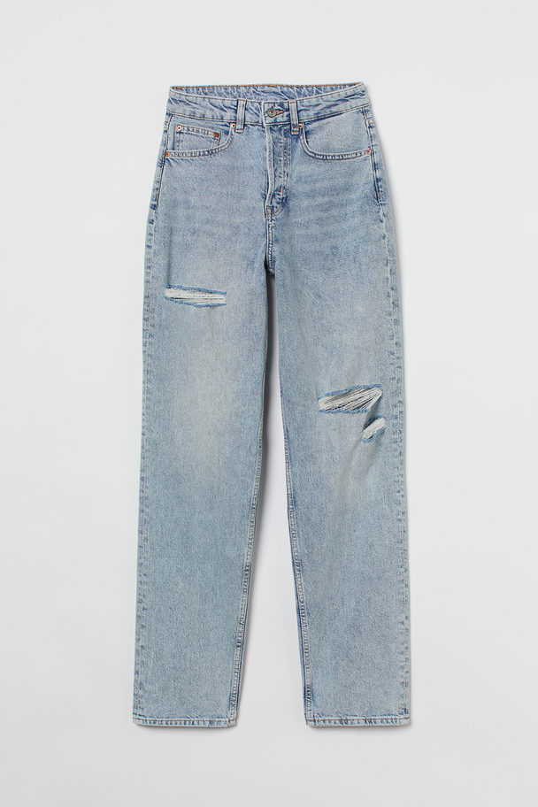 H&M 90's Straight High Jeans Licht Denimblauw