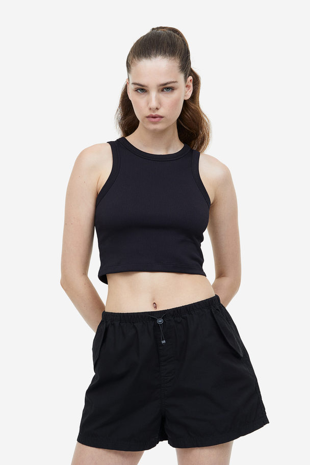 H&M Cotton Parachute Shorts Black