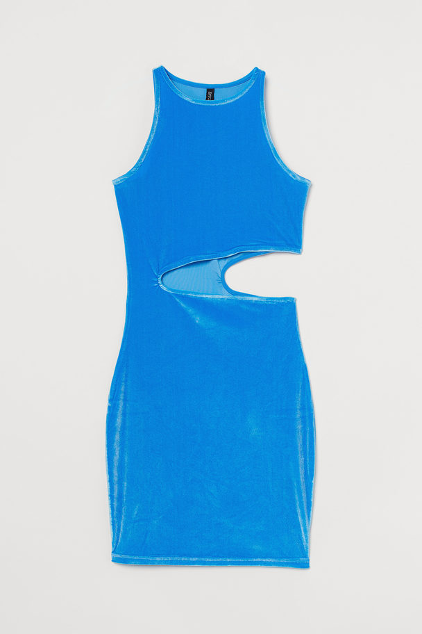 H&M Bodycon-Kleid aus Velours Blau