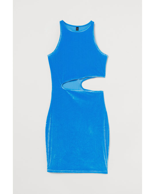 H&M Velour Bodycon Dress Blue