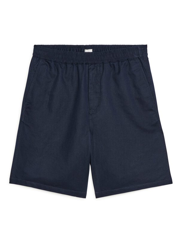 ARKET Baumwoll-Leinen-Shorts mit Schnürung Dunkelblau