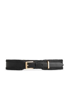 Whipstitch Leather Belt Black