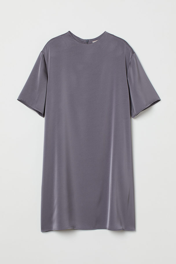 H&M Satin T-shirt Dress Dark Grey