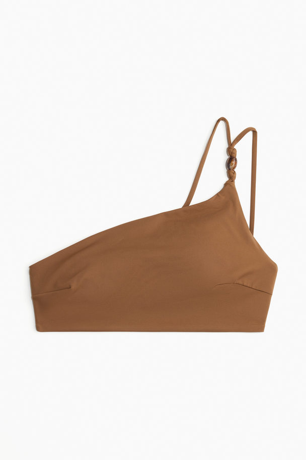 H&M Wattiertes One-Shoulder-Bikinitop Braun