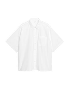 Kurzarm-Baumwollhemd Weiß