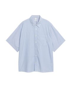 Short-sleeved Cotton Shirt Blue/striped