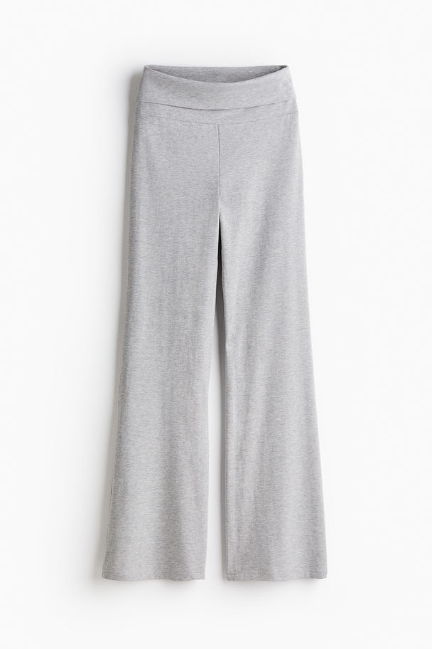H&M Flared Jersey Trousers Light Grey Marl