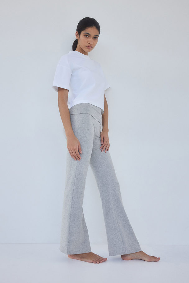 H&M Flared Jersey Trousers Light Grey Marl