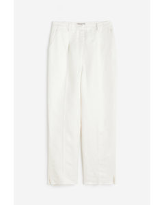 Linen-blend Tailored Trousers White
