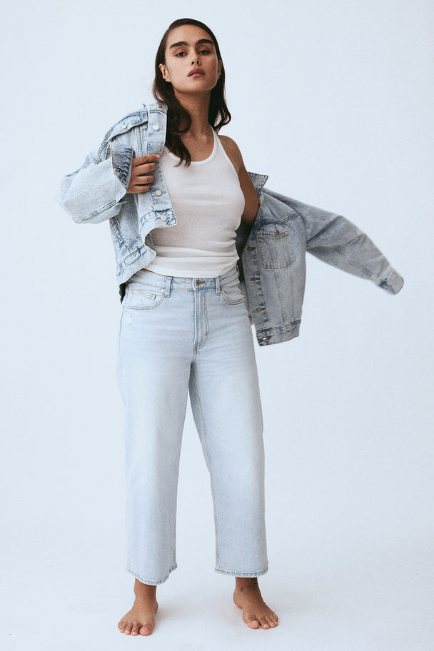 H&M Wide High Cropped Jeans Blasses Denimblau