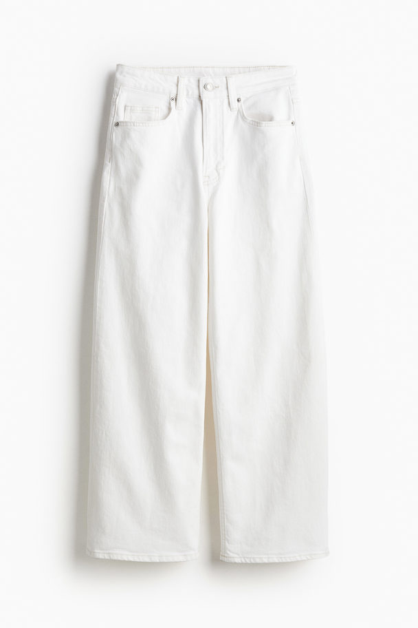 H&M Wide High Cropped Jeans Weiß