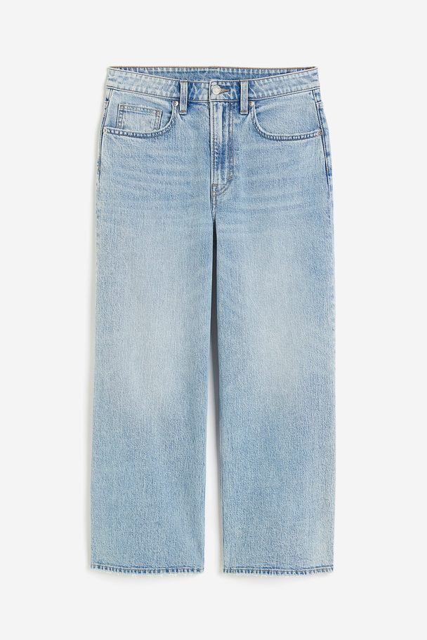 H&M Wide High Cropped Jeans Helles Denimblau