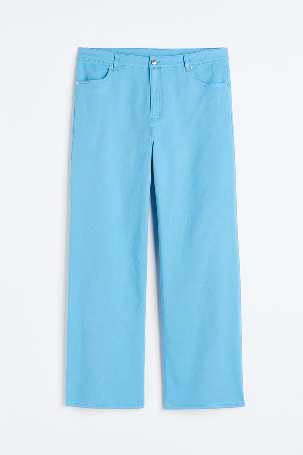 H&M H&m+ Wide Twill Trousers Blue