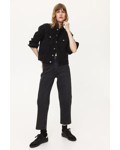 Straight High Cropped Jeans Schwarz